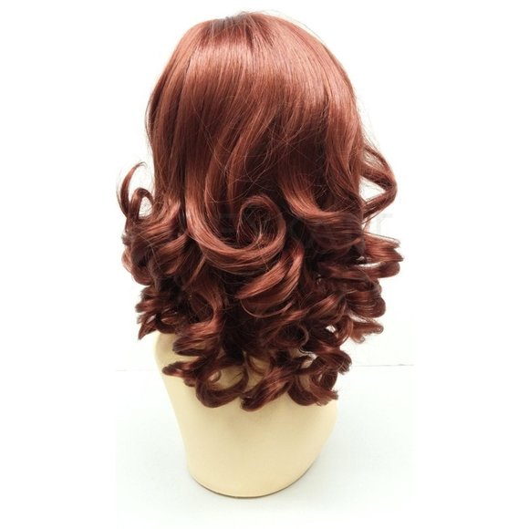 Auburn long bob wig with bangs - Picture 3 of 4